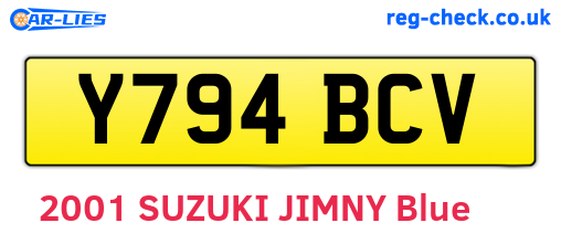 Y794BCV are the vehicle registration plates.