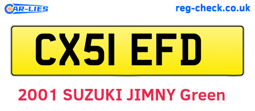 CX51EFD are the vehicle registration plates.