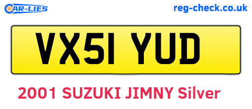VX51YUD are the vehicle registration plates.