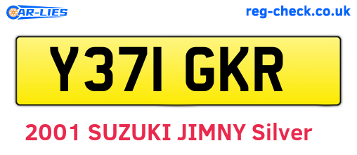 Y371GKR are the vehicle registration plates.