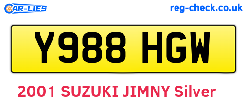 Y988HGW are the vehicle registration plates.