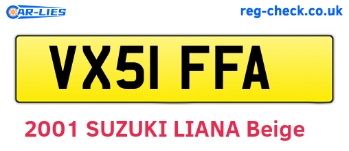 VX51FFA are the vehicle registration plates.