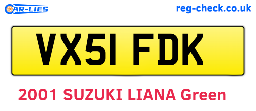 VX51FDK are the vehicle registration plates.