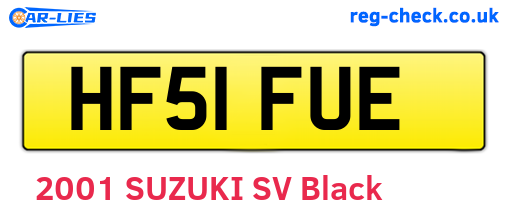 HF51FUE are the vehicle registration plates.