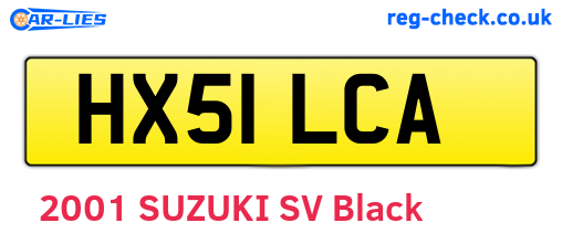 HX51LCA are the vehicle registration plates.