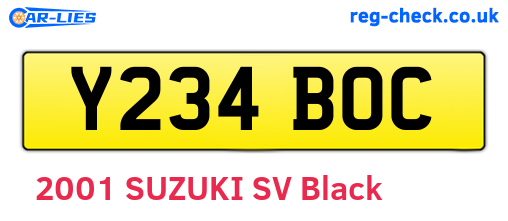 Y234BOC are the vehicle registration plates.