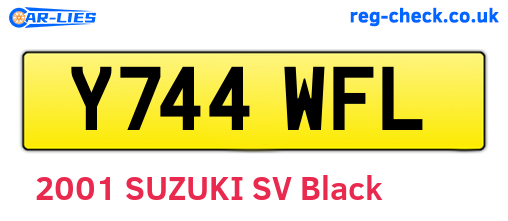 Y744WFL are the vehicle registration plates.