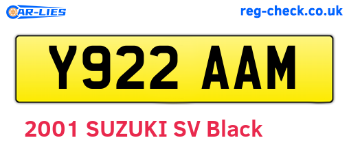 Y922AAM are the vehicle registration plates.