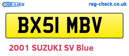 BX51MBV are the vehicle registration plates.