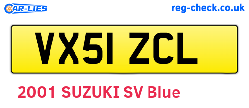 VX51ZCL are the vehicle registration plates.