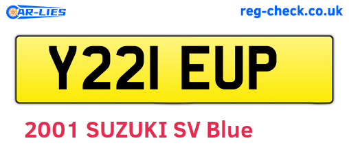 Y221EUP are the vehicle registration plates.