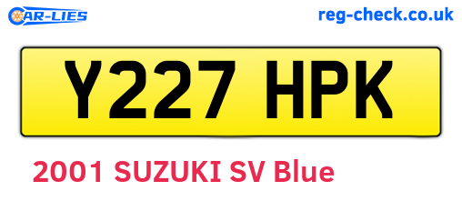 Y227HPK are the vehicle registration plates.