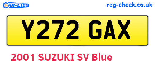Y272GAX are the vehicle registration plates.