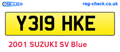 Y319HKE are the vehicle registration plates.
