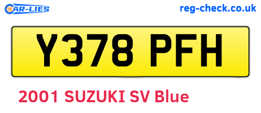 Y378PFH are the vehicle registration plates.