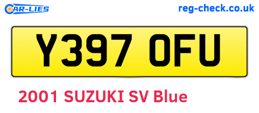 Y397OFU are the vehicle registration plates.
