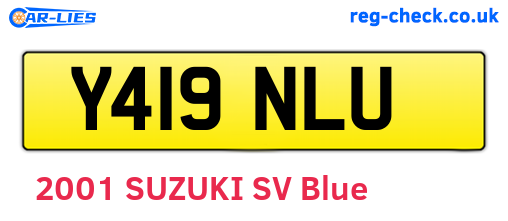 Y419NLU are the vehicle registration plates.