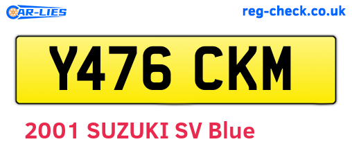 Y476CKM are the vehicle registration plates.