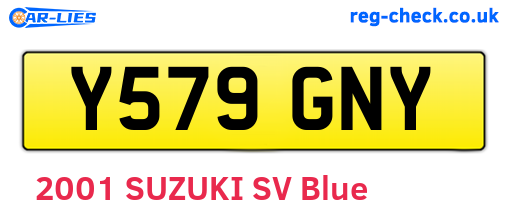 Y579GNY are the vehicle registration plates.