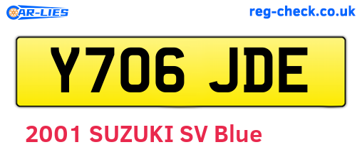 Y706JDE are the vehicle registration plates.