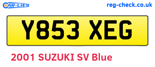 Y853XEG are the vehicle registration plates.