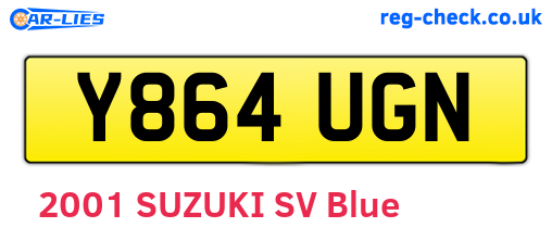 Y864UGN are the vehicle registration plates.