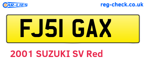 FJ51GAX are the vehicle registration plates.