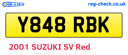 Y848RBK are the vehicle registration plates.
