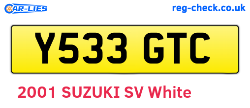 Y533GTC are the vehicle registration plates.