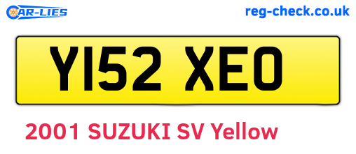 Y152XEO are the vehicle registration plates.