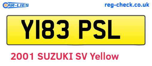Y183PSL are the vehicle registration plates.