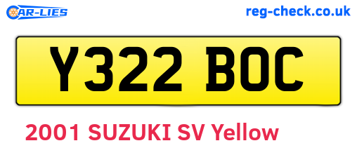 Y322BOC are the vehicle registration plates.