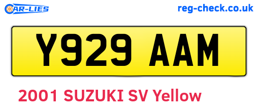 Y929AAM are the vehicle registration plates.