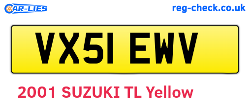 VX51EWV are the vehicle registration plates.