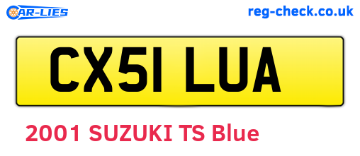 CX51LUA are the vehicle registration plates.