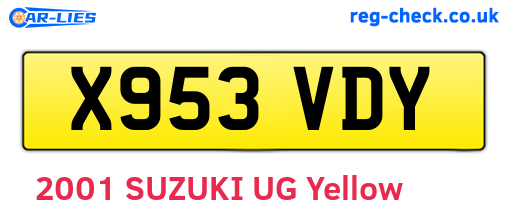 X953VDY are the vehicle registration plates.