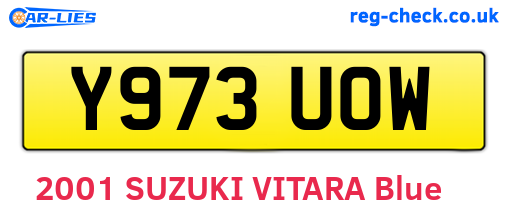 Y973UOW are the vehicle registration plates.