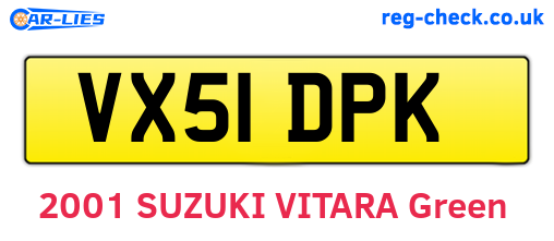 VX51DPK are the vehicle registration plates.