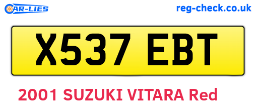 X537EBT are the vehicle registration plates.