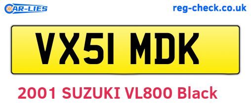 VX51MDK are the vehicle registration plates.