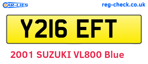 Y216EFT are the vehicle registration plates.