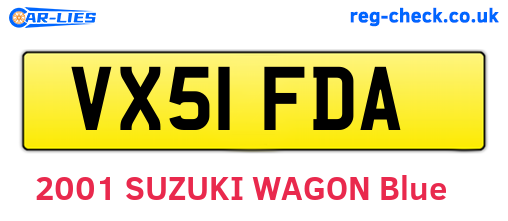 VX51FDA are the vehicle registration plates.