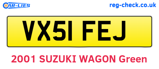 VX51FEJ are the vehicle registration plates.