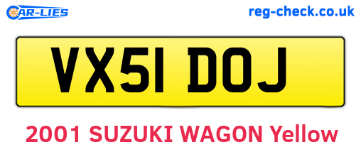 VX51DOJ are the vehicle registration plates.