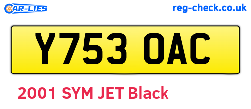 Y753OAC are the vehicle registration plates.