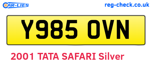 Y985OVN are the vehicle registration plates.