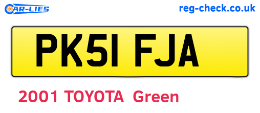 PK51FJA are the vehicle registration plates.