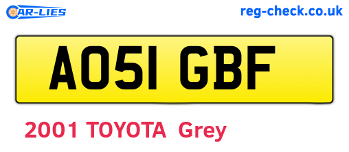AO51GBF are the vehicle registration plates.