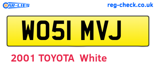 WO51MVJ are the vehicle registration plates.