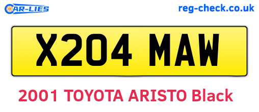X204MAW are the vehicle registration plates.